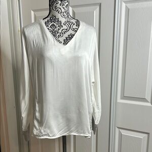 Brand Bazar Elegant White Women's Top Silk Blend M READ